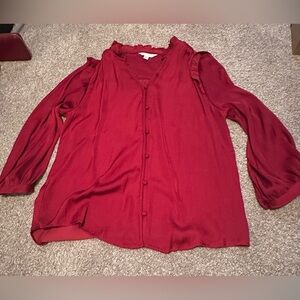 Dark Magenta LC Lauren Conrad Button Down Blouse, size M